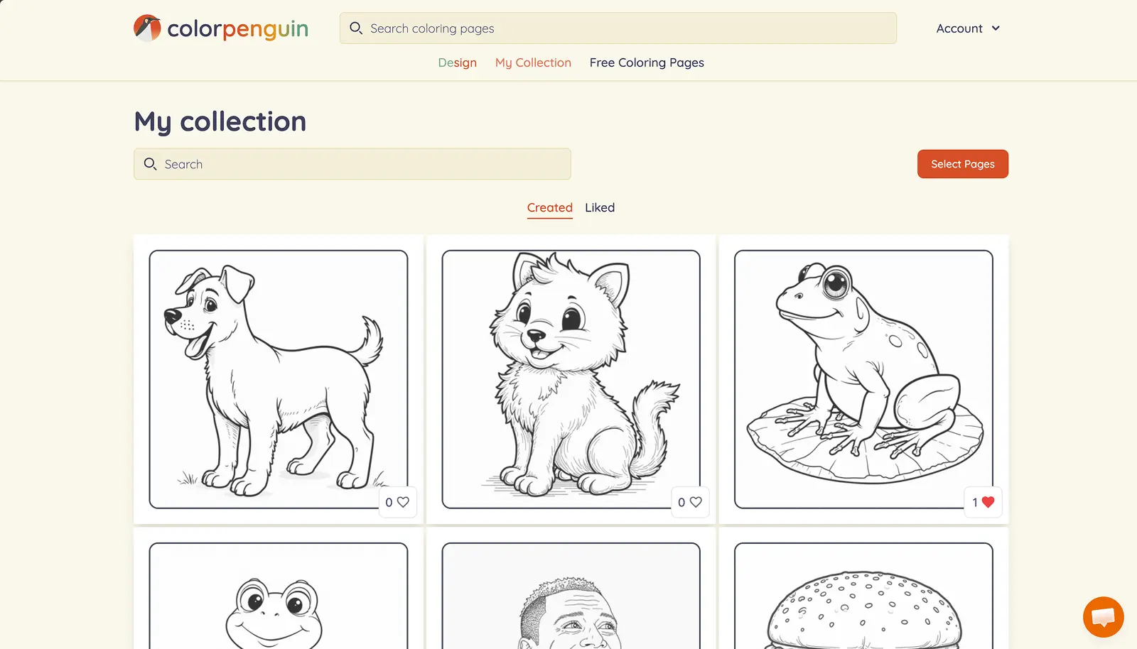 ColorPenguin user collection interface